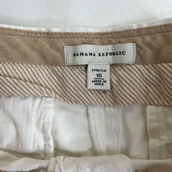 Banana Republic Stretch Washed Satin Crop Off White Cream Pants Women Size 10 - Picture 8 of 15